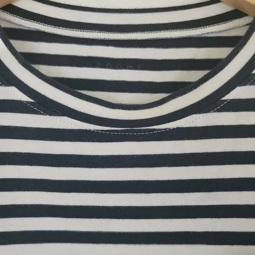 Kate Spade Broome Street Sz Small Striped Tiered Ruffle Peplum Top Black & White - Picture 2 of 11